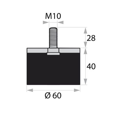 GP4-60-40-AG-M10 x 28 Gummi-Metall-Puffer Gummipuffer Schwingungsdämpfer Silentblock