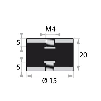 GP3-15-20-IG/IG-M4x5 Gummi-Metall-Puffer Gummipuffer Schwingungsdämpfer Silentblock