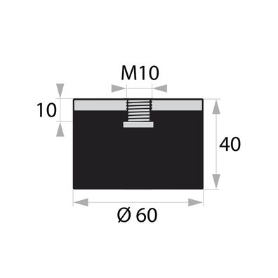 SMI-GP5-60-40-IG-M10 Gummi-Metall-Puffer Gummipuffer Schwingungsdämpfer Silentblock
