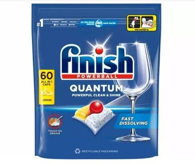 Finish Quantum All in 1 Lemon Dishwasher Capsules 60pcs