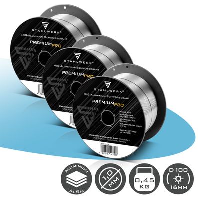 Stahlwerk 3 x Schweißdraht MIG MAG Aluminium ER4043 AlSi5 1,0 mm 0,45 kg Rolle