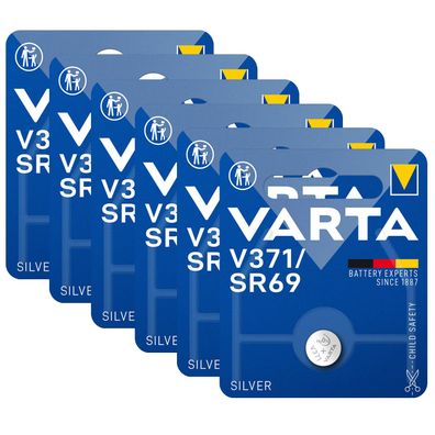 6x VARTA V371 Uhren Batterie Knopfzelle 371 370 SR69 SR920SW SR920 AG6