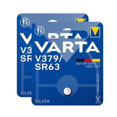 2x Varta Knopfzelle Silver Oxide V379 SR63 1,55 V Batterien 1er Blister 379