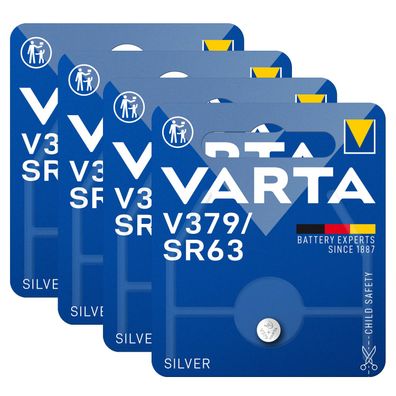 4x Varta Knopfzelle Silver Oxide V379 SR63 1,55 V Batterien 1er Blister 379