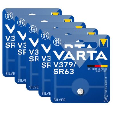 5x Varta Knopfzelle Silver Oxide V379 SR63 1,55 V Batterien 1er Blister 379