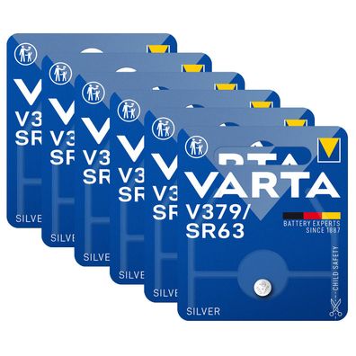 6x Varta Knopfzelle Silver Oxide V379 SR63 1,55 V Batterien 1er Blister 379