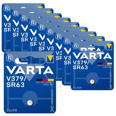 10x Varta Knopfzelle Silver Oxide V379 SR63 1,55 V Batterien 1er Blister 379
