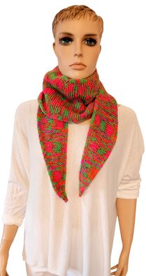 Sophie Scarf handgestrickter Schal handmade withlove ohne Wolle Grün/Pink/Orange