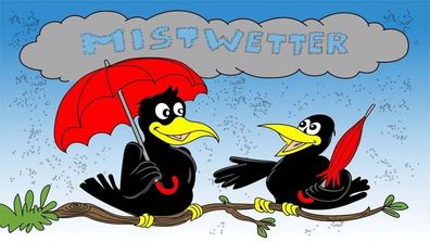 Fahne Flagge Mistwetter Raben Regen - 90 x 150 cm