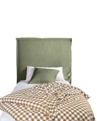Bettkopfteil Tanit 106 x 106 x 5 cm Leinen Grün Schlafzimmer Bett Kopfteil