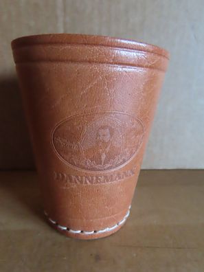 Würfelbecher braun aus Leder Dannemann mit 5 Würfel ca. 8,9 cm H