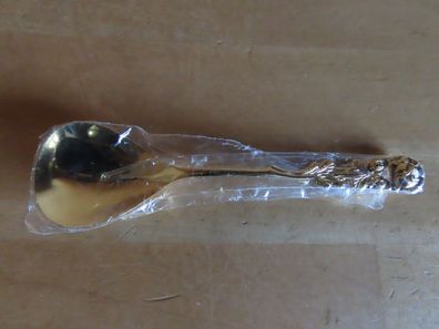 Sahnelöffel Zuckerlöffel godfarben mit Rose am Griffende