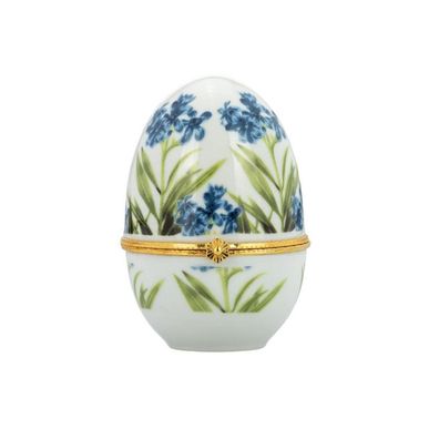 Mini Deko-Dose 6x8 cm Porzellan Schneestolz florale Deckeldose klappbar Ei-Form