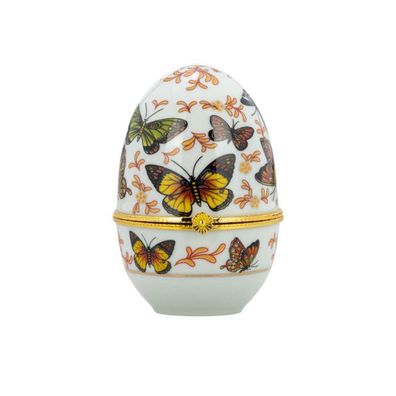 Ei-Dose Schmetterlinge 6 x 8 cm Mini Schmuckdose Porzellan klappbare Deckeldose