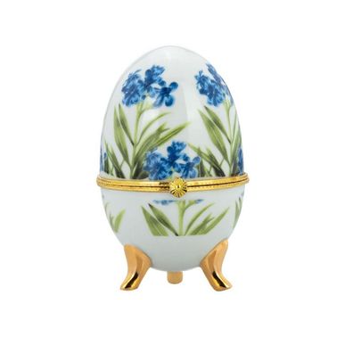 Porzellan Dose 6 x 10 cm in Ei-Form auf 3 Füßen Tulpen Mini Deckeldose klappbar