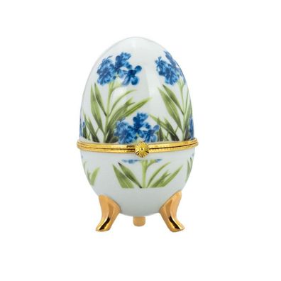 Porzellan Dose 6x10 cm in Ei-Form auf Füßen Schneestolz Mini Deckeldose klappbar