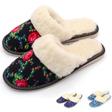 Hausschuhe Damen Pantoletten Schlappen Warme Latschen Pantoffeln Gefüttert Blumen