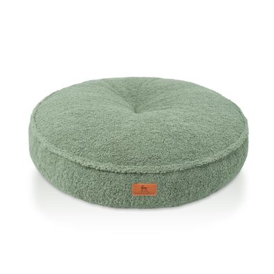 Knuffelwuff orthopädisches rundes Hundebett mit Memory-Foam Teddy Material khaki