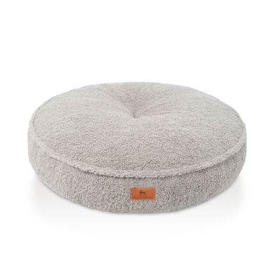 Knuffelwuff orthopädisch rundes Hundebett mit MemoryFoam Teddy Material hellgrau