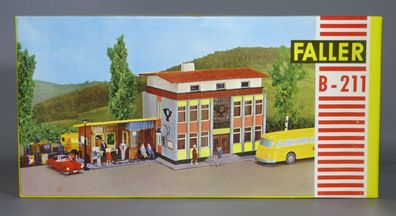 Faller H0 B-211 Postgebäude Postamt Post mit Bus-Haltestelle 50er/60er Jahre NEU OVP