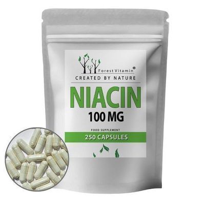 Niacin 100mg - 250 Kapseln - Vitamin B3 - Nicotinsäure - Flush - Forest Vitamin