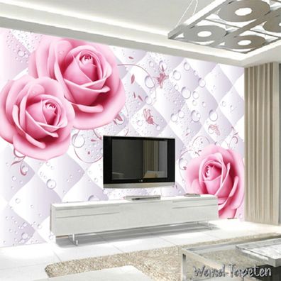 Vlies Fototapete Wandtapete Wandbilder 3D Modernes Rosenwassertropfen 2226