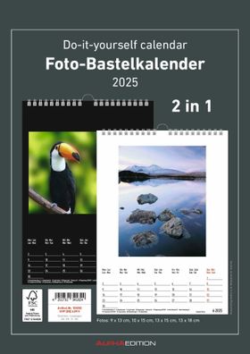 ALPHA 104182 Foto-Bastelkalender Do-it Yourself - 21 x 29,7 cm, 2 in 1, schwarz/weiß