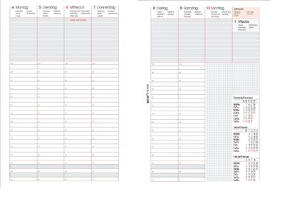 bind® 250826 Ersatzkalendarium Wochenplan - A5, 1 Woche / 2 Seite