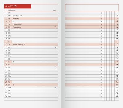 rido® idé® 70-40 200 006 Ersatzkalendarium Taschenkalender Modell TM 11 - 1 Monat / 2
