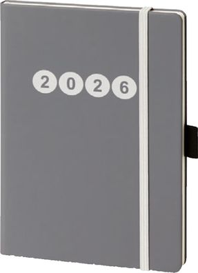 bsb 02-0356 Buchkalender V-book - A5, 1 Woche / 2 Seiten, Kunstleder, grau