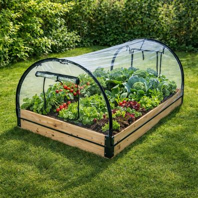 XXL Gewächshaus Frühbeet mit Holzrahmen Frühbeetkasten Treibhaus 120x80x50cm