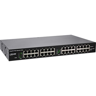 InLine PoE+ Gigabit Netzwerk Injektor Hub 16 Port (16x PoE+) - 1Gb/s - 19"1HE