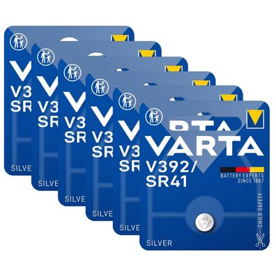 6x Varta Batterie Silver Oxide Knopfzelle 392 SR41 1,55V AG3