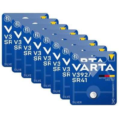 8x Varta Batterie Silver Oxide Knopfzelle 392 SR41 1,55V AG3