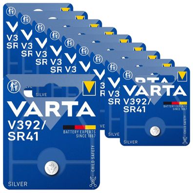 10x Varta Batterie Silver Oxide Knopfzelle 392 SR41 1,55V AG3