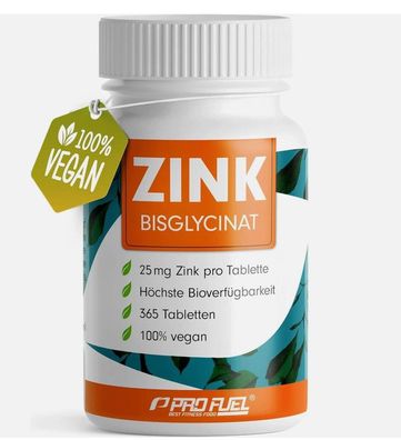 Zink 25mg - 365 Tabletten - Zink-Bisglycinat (Chelat) - Hochdosiert, egan,1 Jahr