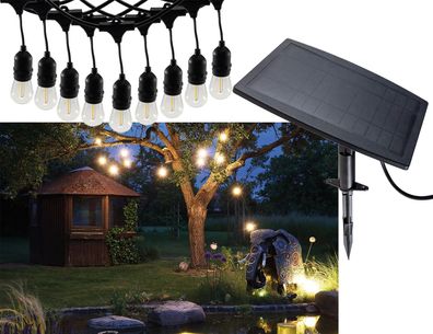 Biergarten-Lichterkette "CT-BGL 10Solar" 2m + 4,5m, 10x Filament Led Lampe, IP44