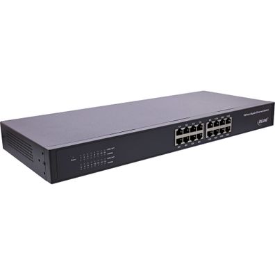 InLine Gigabit Netzwerk Switch 16-Port - 1Gb/s - 19" 1HE - Metall - lüfterlos
