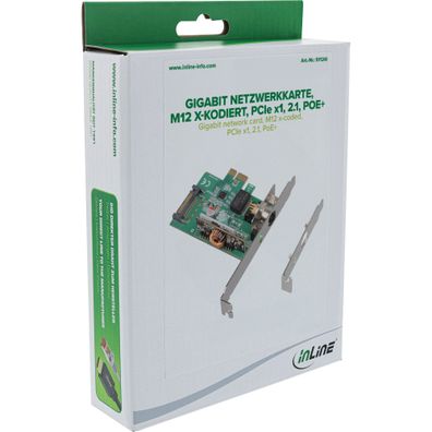 InLine Gigabit Netzwerkkarte - M12 x-kodiert - PCIe x1 - 2.1 - PoE