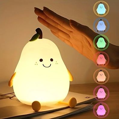 LED Night Light, Silicone Bulb Touch Night Lamp, USB Rechargeable with Timer, 7 Color