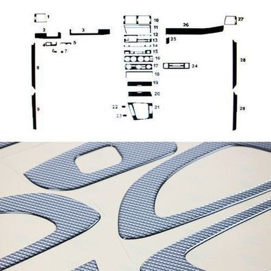 Innenraum Dekor Cockpit für BMW 3er E46 1998-2007 Carbon Optik 29tlg