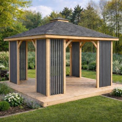 Holzpavillon Pavillon Gartenlaube Lamellen ( 9 ] Hersteller