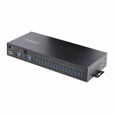 StarTech 16-Port Industrial USB 5Gbps Hub with Power Adapter, Metal Enclosure, Mounta