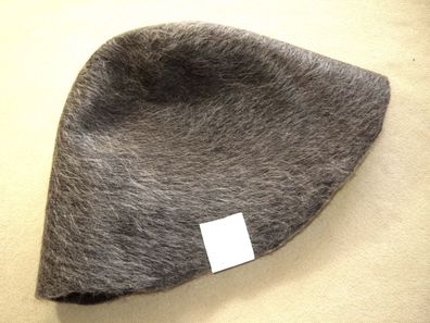 Hutstumpen Wolle Stumpen grau mit silber Mohair 140 gr Ü48cm Rd84cm Stu 940