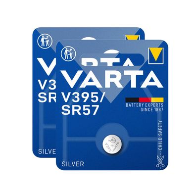 2x Varta Knopfzelle Silver Oxide V395 V 395 SR57 1,55V Batterien 1er Blister