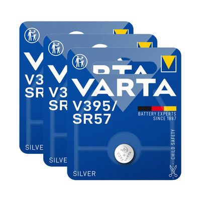 3x Varta Knopfzelle Silver Oxide V395 V 395 SR57 1,55V Batterien 1er Blister