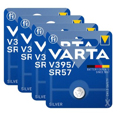 4x Varta Knopfzelle Silver Oxide V395 V 395 SR57 1,55V Batterien 1er Blister