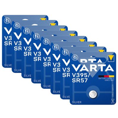 8x Varta Knopfzelle Silver Oxide V395 V 395 SR57 1,55V Batterien 1er Blister
