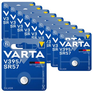 10x Varta Knopfzelle Silver Oxide V395 V 395 SR57 1,55V Batterien 1er Blister
