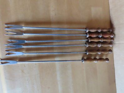 Fonduegabeln mit HolzGriff und bunten Punkten ca. 26,2cm/6St K.G.G